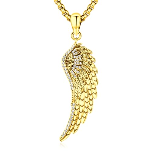 Angel Wings Necklace 925 Sterling Silver Guardian Angel Nurse RN Caduceus Pendant Charm Crystal Angel Jewelry Gifts for Women - style: B-Angel Wing (Golden)