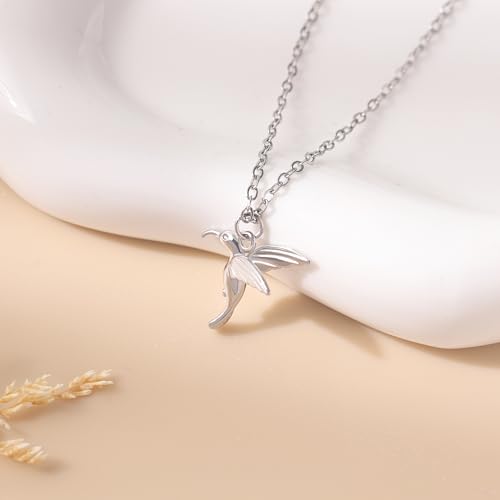 Baydurcan Pendant Necklace for Women Friends Sister Birthday Christmas Gift | Silver Evil Eye Ankh Mary Friendship Dragonfly Hummingbird Snake Turtle Pendant Necklace for Her Just Because Gifts - style: Hummingbird
