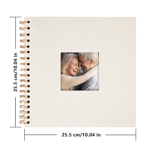 Scrapbook Photo Album, Linen Covered, 10x10 Inches, 40 Sheets/80 Pages | Hardcover Kraft White Pages, Wedding Guest Book, Travel Memory Book, Christmas, Baby Shower Keepsake, Family Album - color: White, size: 10x10 Inch 80 Pages