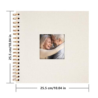 Scrapbook Photo Album, Linen Covered, 10x10 Inches, 40 Sheets/80 Pages | Hardcover Kraft White Pages, Wedding Guest Book, Travel Memory Book, Christmas, Baby Shower Keepsake, Family Album - color: White, size: 10x10 Inch 80 Pages