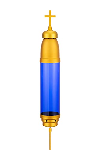 Cemetery Light Candle Holder, Memorial Candle, Grave Vigil Light Holder,Anodized Aluminum Eternal Light Dome Memorial Light Grav Lamp, Gold Blue