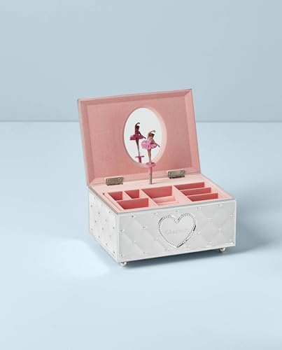 Lenox Childhood Memories Black Ballerina Jewelry Box, Silver/Pink | silverplate over stamped steel | wind-up musical design | keepsake jewelry organizer gift | 4.25 inch - style: African American Ballerina