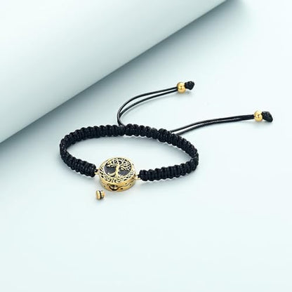 Urn Bracelet for Ashes Tree of Life Cremation Jewelry Adjustable Keepsake Bracelet Memorial Jewelry tainless Steel Ashes Pendant for Women Men - color: gold