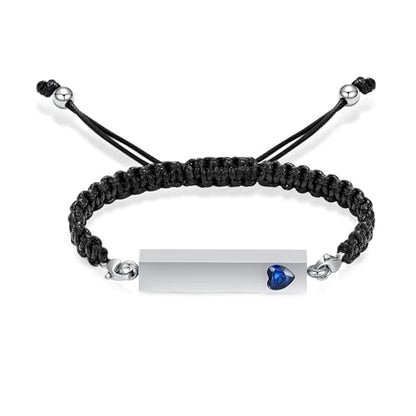 Hearbeingt Crystal Heart Cremation Jewelry Bar Urn Bracelet for Ashes - color: Silver-Blue stone