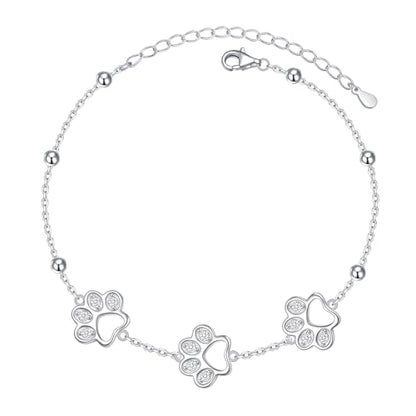 DAOCHONG Pet Paw Print Bracelet for Women Pet Memorial Jewelry | Sterling Silver Dog Cat Paw Bracelet | Pet Loss Sympathy Gift | Birthday Xmas Present for Pet Lover Mom Wife - style: Pet Paw Print bracelet