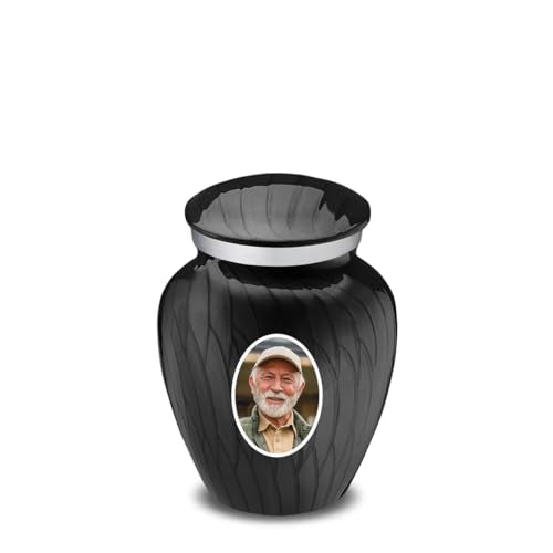 Embrace Keepsake Personalized Picture Cremation Urns for Human Ashes I Pearl Black Photo Funeral Urn for Men and Women with Double Side Engraving I 3.5 lbs - color: Pearl Black