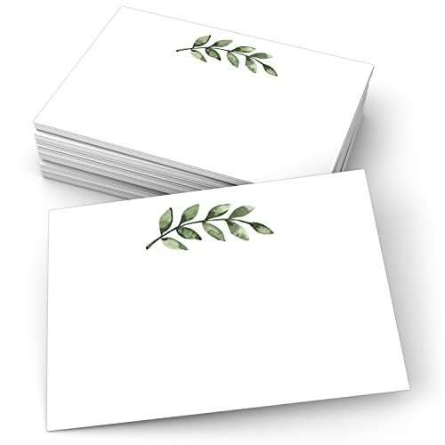 321Done Blank Notecards, 4x6 Horizontal, Set of 50, Greenery on White | Made in USA - Watercolor Leaves Note Cards for DIY Wedding Invitations, Programs, Showers, Table Numbers, Notes and Crafts - color: Greenery, White, size: 4x6, Horizontal