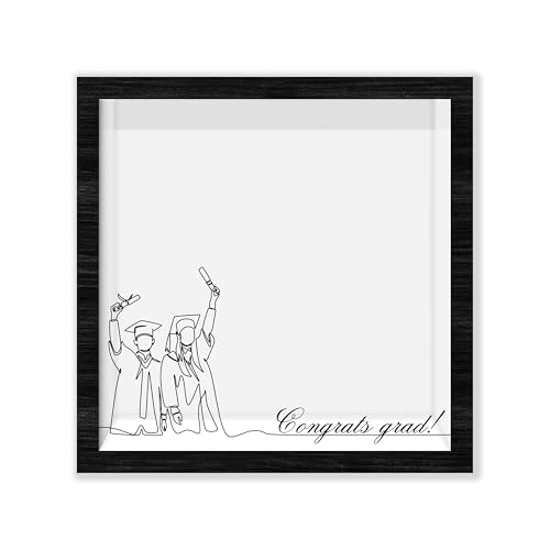Black Graduation Shadow Box Frame with Slot, Congrats Grad Photo Frames, Memorial Shadow Boxes Display Cases for Keepsakes, College Graduation Gifts and Decorations, 27 - size: congrats grad