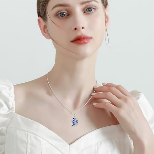 Cremation Jewelry Frog Shape Urn Necklace Ashes Keepsake Holder Memorial Urn Necklace Sweater Necklace - color: Blue