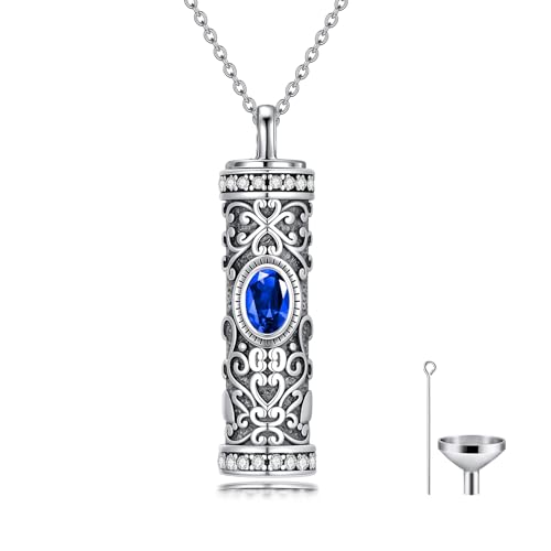 Seiyang Urn Necklace for Ashes 925 Sterling Silver Cremation Necklace with Birthstone Memorial Cremation Jewelry for Women Loved One - color: 09-September, style: Style A