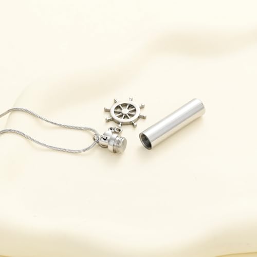 Oinsi Car Charm & Cylinder Urn Necklace for Ashes Stainless Steel Tube Cremation Urn Jewelry Necklace for Ashes Memorial Keepsake Gifts - color: Style-D