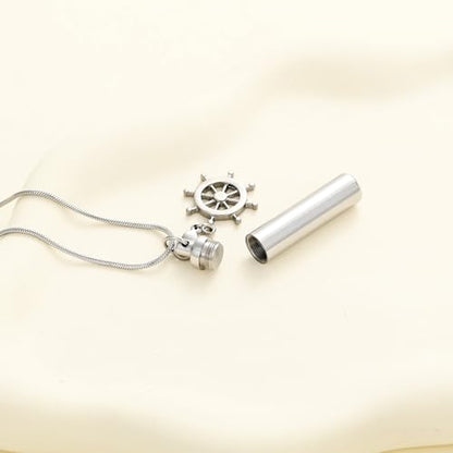 Oinsi Car Charm & Cylinder Urn Necklace for Ashes Stainless Steel Tube Cremation Urn Jewelry Necklace for Ashes Memorial Keepsake Gifts - color: Style-D