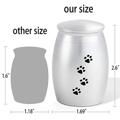 Small Urns for Pet Ashes,Silver Mini Urn for Dog/Cats Ashes - color: Silver