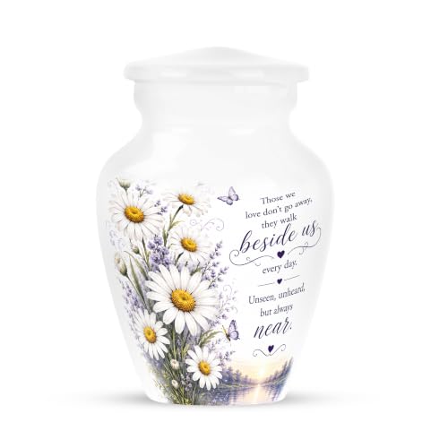 White Daisy Urns for Human Ashes Adult - Butterfly Urn for Ashes for Women | White Cremation Urns for Human Ashes, Secure Threaded Lid, Female, Small 2/3 Tablespoon of Ashes, 3 Inch Pack of 1 - color: #13 Flower Urn, size: 3" Pack of 1
