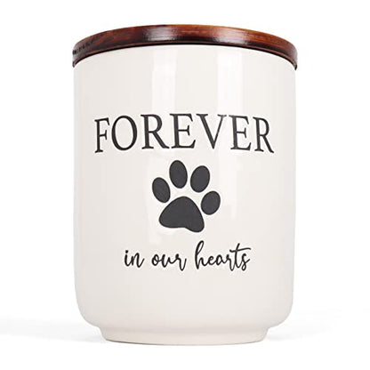 Ceramic Pet Urn - Paw Print Dog & Cat Urns - Keepsake for Ashes - Pet Cremation Box (100 lb) - size: 100 lb