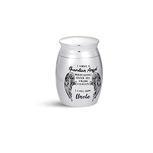 Uncle Mini Cremation Urns for Human Ashes My Guardian Angel for Men Adult Cousin Male Family Memorial Cremation Ashes Keepsake Stainless Steel Funeral - color: "Uncle, My Guardian Angel"