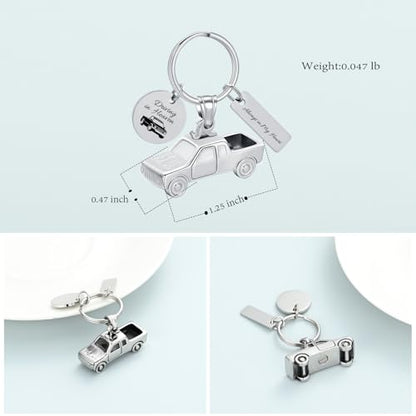 shajwo Pick Up Truck Urn Necklaces for Ashes for Men - color: Keychain-Silver