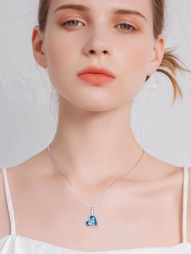 TOUPOP Sterling Silver Urn Necklace for Ashes with Crystal Memorial Keepsake Dragonfly/Butterfly/Cardinal/Cat/Dolphin Cremeation Jewelry Birthday Mothers Day Christmas Gifts for Her Women - style: Cat