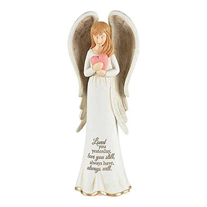 Dicksons Loved You Yesterday Angel with Heart Ivory 3.5 x 8 Resin Stone Tabletop Figurine