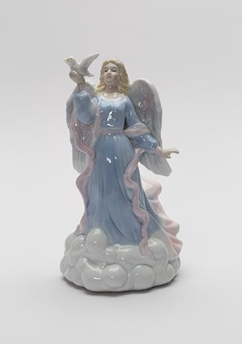 Cosmos Gifts 1334 Fine Porcelain Inspirational Peace Angel Holding Dove Music Box Figurine (Tune: Wind Beneath My Wings), 8" H