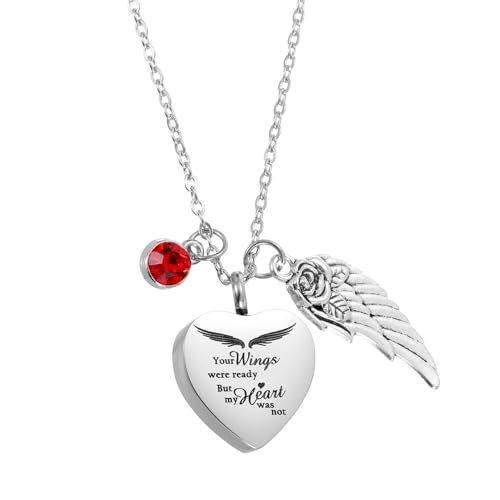 uxcell Cremation Necklace for Ashes with Stones, Urn Ash Memorial Cremation Necklaces Waterproof Keepsake Pendant with Funnel Kit for Ashes of Loved Ones, Pet (Red) - color: Red