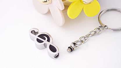 COCO Park Stainless Steel Cremation Keepsake Music Note Keychain Urn Pendant Keyring Ash Memorial Jewelry