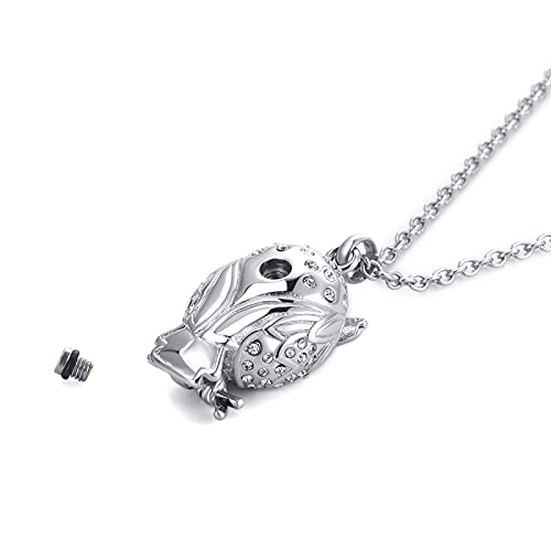 Owl Animal Cremation Urn Necklace for Ashes Crystal Memorial Keepsake Pendant Jewelry with Funnel Filler Kit for Dad Mom Grandma - style: Mom