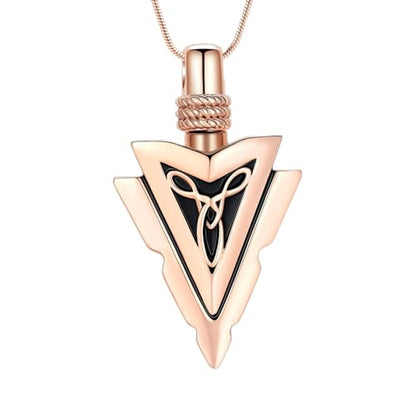 Arrow Head Urn Necklace for Ashes Cremation Jewelry Stainless Steel Arrowhead Pendant Memorial Necklaces Ash Holder Keepsake Jewelry for Loved Ones with Fill Tool - color: Rosegold