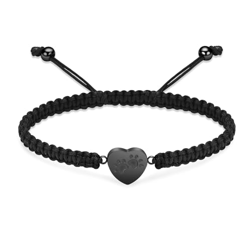 Oinsi Heart Urn Bracelet for Ashes Pet Paw Cremation Bracelet for Ashes for Women -black - color: C-Black