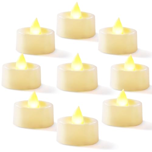 Homemory 24-Pack Flameless Tea Lights Candles Battery Operated, 200+ Hours - color: Warm White Light, White Base, size: Pack of 24