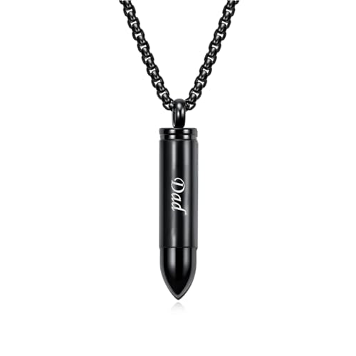 Rnivida Stainless Steel Urn Ashes Pendant Necklace with Cross Bible Verse, Urn Necklace for Men - color: Black - Dad