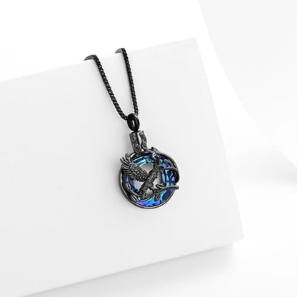 Tree of Life Urn Necklace for Ashes Eagle Ring Cremation Jewelry Eagle Keepsake Memorial Human Pets Ash Pendant Holder Gift for Women Men - color: customize