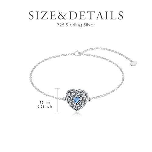 Urn Bracelet for Ashes 925 Sterling Silver Heart Cremation Bracelet Memorial Keepsake Jewelry Gifts for Women - color: 05-Flower Urn Bracelet