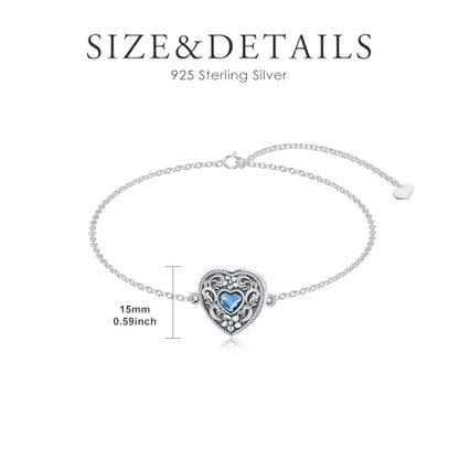 Urn Bracelet for Ashes 925 Sterling Silver Heart Cremation Bracelet Memorial Keepsake Jewelry Gifts for Women - color: 05-Flower Urn Bracelet