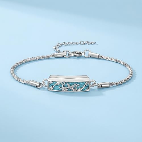 YYB Urn Bracelet for Ashes Hummingbird/Dragonfly/Butterfly/Sunflower Turquoise Locket Bracelet Cremation Memorial Jewelry Mothers Day Gifts for Women - color: Hummingbird