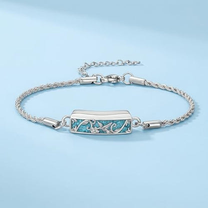 YYB Urn Bracelet for Ashes Hummingbird/Dragonfly/Butterfly/Sunflower Turquoise Locket Bracelet Cremation Memorial Jewelry Mothers Day Gifts for Women - color: Hummingbird