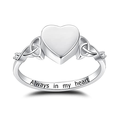 Heart Cremation Ring for Ashes: 925 Sterling Silver Forever in My Heart Carved Urn Keepake Rings Memorial Jewelry for cat and dog - size: 9, style: Blank Heart
