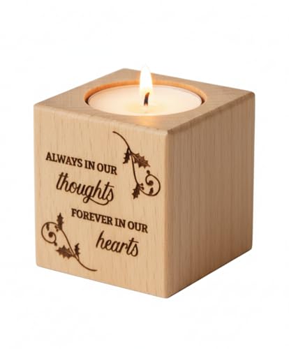 10 Pcs Wooden Memorial Candle Holder – in Loving Memory Gift, Sympathy Gift for Loss of a Loved One, Remembrance and Bereavement Gift, Celebration of Life Decor (Thoughts)