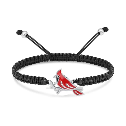 constantlife Cardinal Urn Necklace for Ashes Stainless Steel Red Blue Bird Pendant Cremation Keepsake Human Pet Memorial Jewelry for Women Men - color: Red Bracelet-2