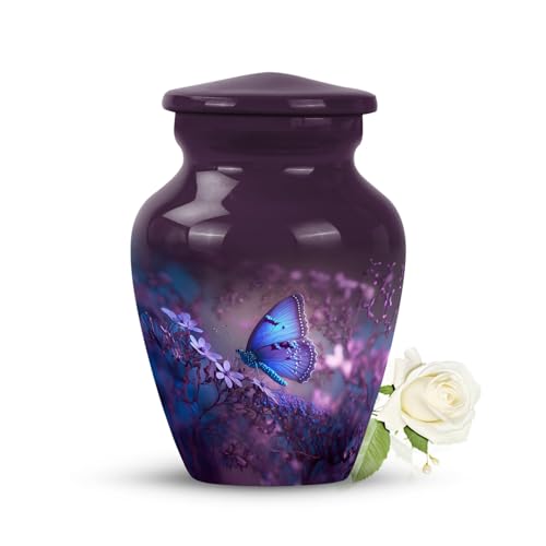Purple Butterfly Urns for Human Ashes Male-Small Urn for Human Ashes Adult | Cremation Urns for human ashes adult male and female - memorial urn for mom and Dad 3 Inch 1 Pcs - color: Purple