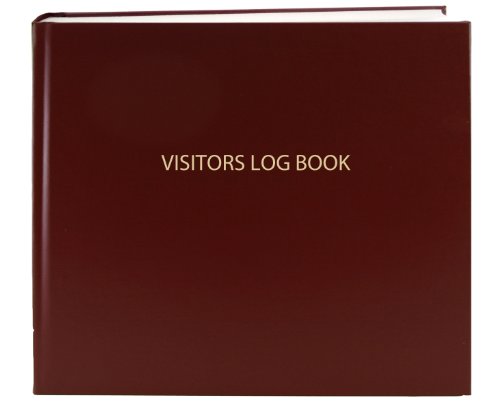 BookFactory Visitor Log Book Register, Burgundy Hardbound, 120 Pages | Visitors Sign-in Book, Section Sewn, 8 7/8'' x 7'' - Made in USA - color: Burgundy