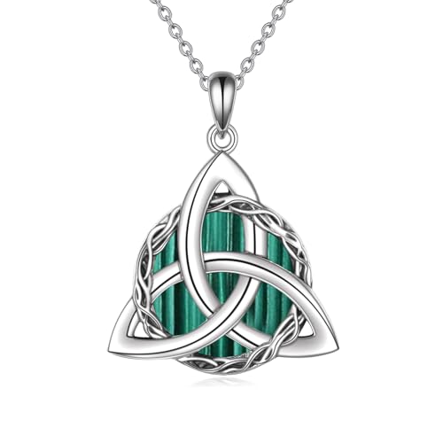 WINNICACA Celtic Knot Necklace 925 Sterling Silver Celtic Pendant Irish Urn Necklace Jewelry Birthday Anniversary Valentine's Day Gifts for Her Women Wife Girlfriend Daughter - style: 1-Celtic Knot Necklace(Malachite)