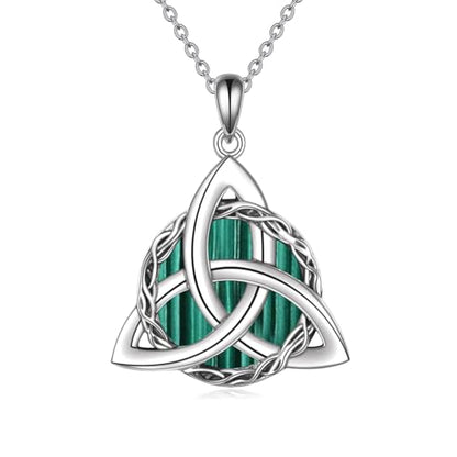 WINNICACA Celtic Knot Necklace 925 Sterling Silver Celtic Pendant Irish Urn Necklace Jewelry Birthday Anniversary Valentine's Day Gifts for Her Women Wife Girlfriend Daughter - style: 1-Celtic Knot Necklace(Malachite)