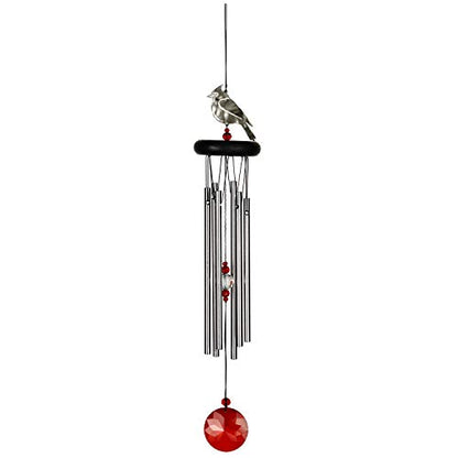 Woodstock Chimes Signature Collection, Crystal Cardinal Chime, 18'' Decor Designs Wind Chimes for Outdoor, Patio, Home or Garden Décor (WFCRD)