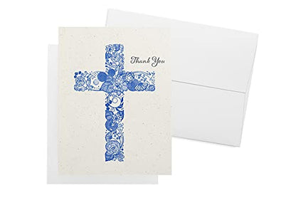 Twigs Paper Christian Cross Thank You Cards, 24 Blank Note Cards | Matching envelopes included, bible verse & scripture, faith & encouragement, inspirational & religious - color: Christian Cross Thank You, size: 24-Count