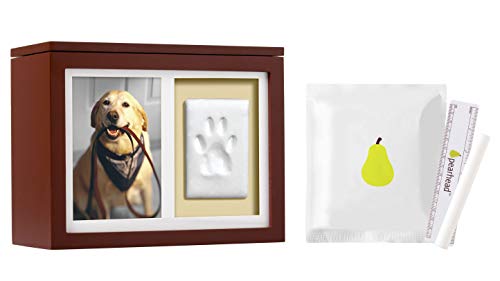 Pearhead Pet Photo Memory Box and Impression Kit for Dog or Cat Paw Print - color: Espresso Clay Pawprint Urn