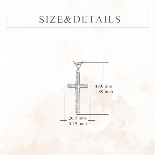 925 Sterling Silver Cross Necklace for Men & Women Crucifix Jesus/Cross Pendant with 22"+2" Stainless Steel Chain Jewelry Gift for Christmas, Father's Day, Mother's Day, Birthday-Gift Box Included - style: A01 Cross