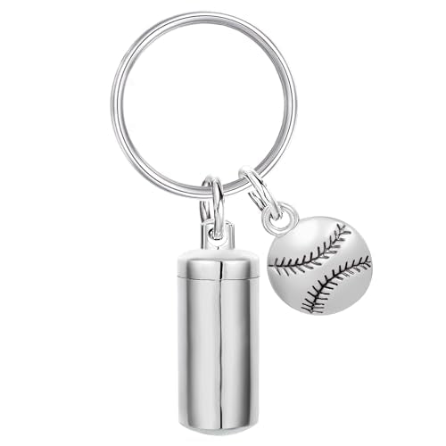 Gredstar Cremation Urn Keychain for Ashes, Cylinder Memorial Keepsake - color: Baseball