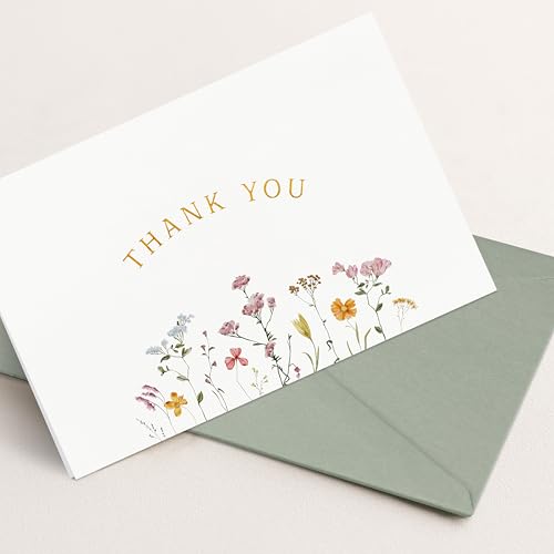 ZICOTO Beautiful Thank You Card Set With Envelopes and Stickers - Set of 20