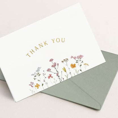 ZICOTO Beautiful Thank You Card Set With Envelopes and Stickers - Set of 20
